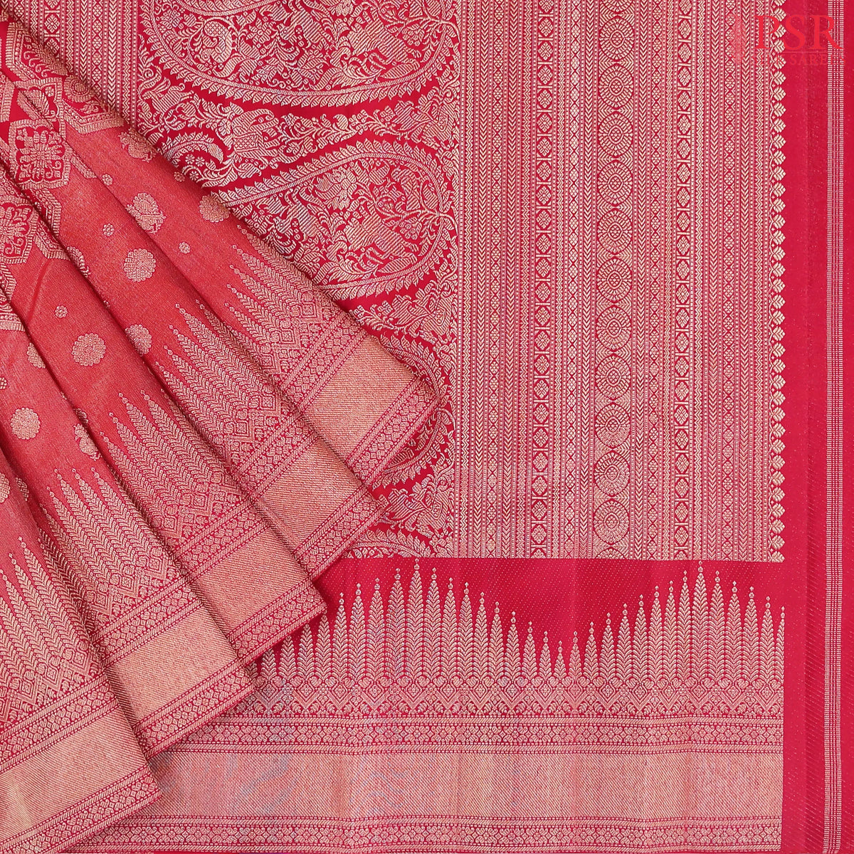 Crimson & Magenta Kanchipuram Jacquard Silk Saree