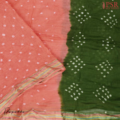 Sap Green Crushed Bandhini Cotton Dress Material