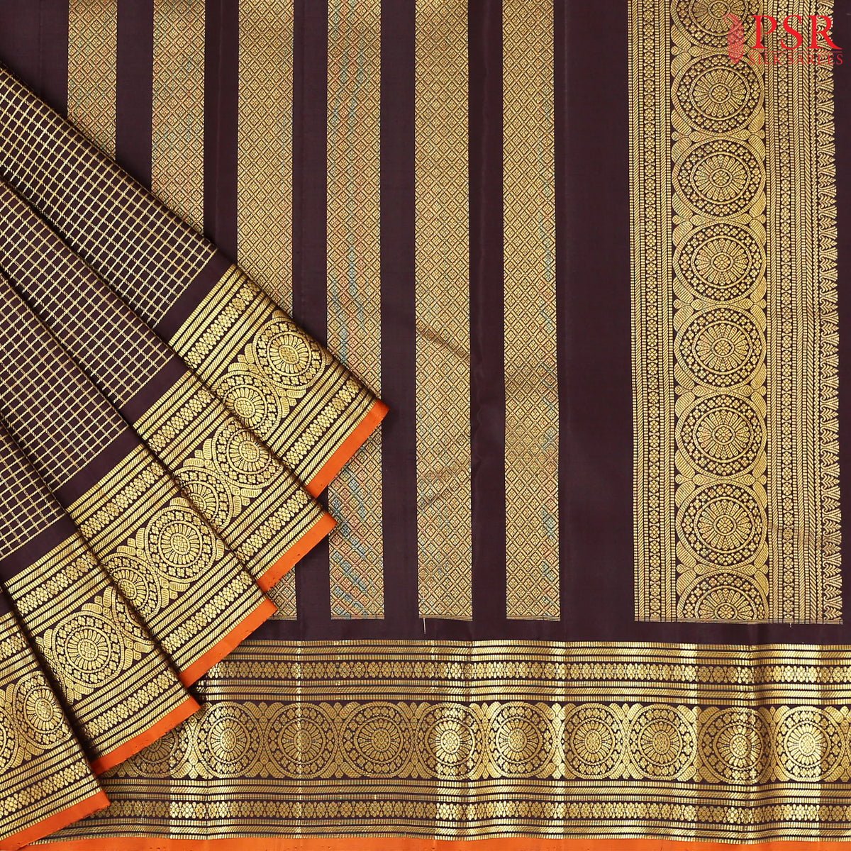 Brown Kanchipuram Silk Saree