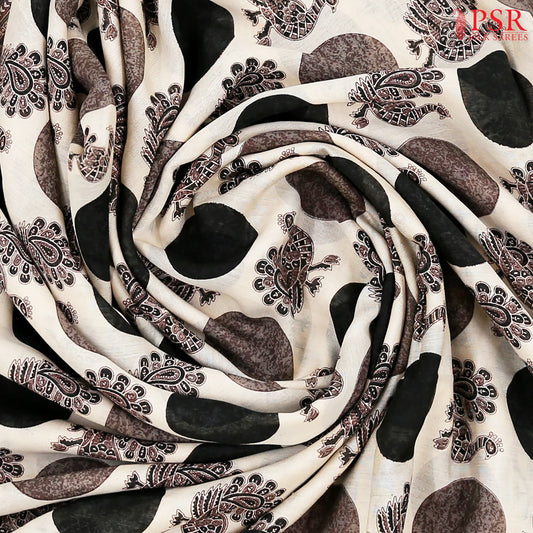 Beige Chanderi Silk Cotton Saree