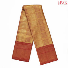 Old Gold & Dark Red Kanchipuram Jacquard Silk Saree