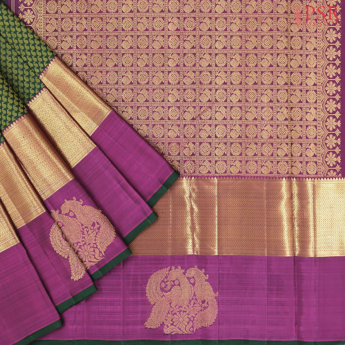 Dark Green Kanchipuram Silk Saree