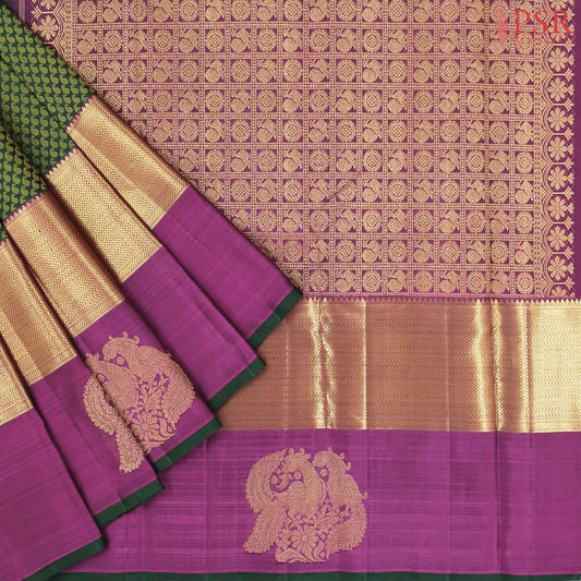 Dark Green Kanchipuram Silk Saree
