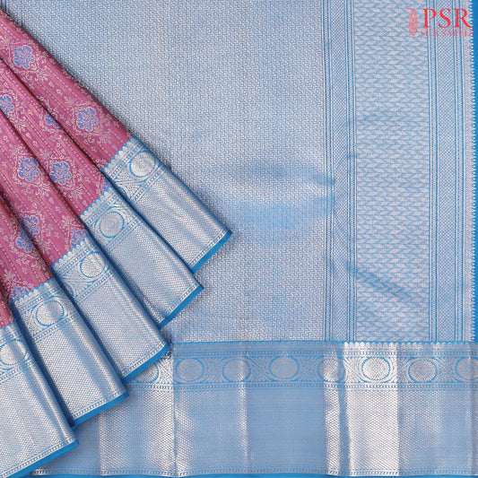 Dark Mulberry Pink Kanchipuram Silk Saree
