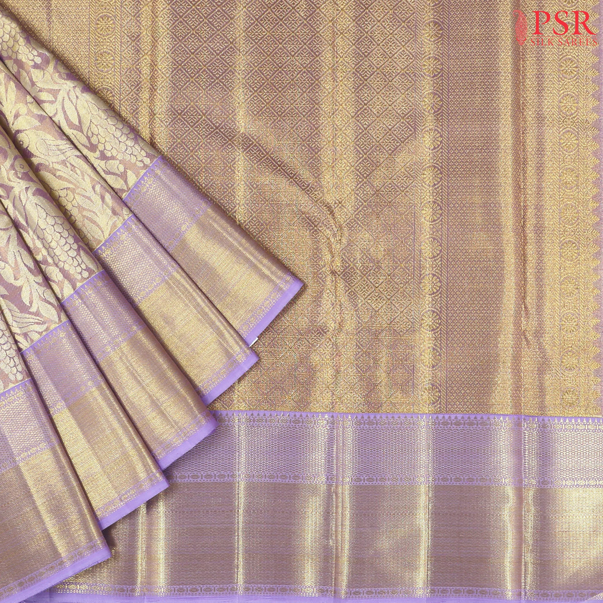 Soft Lavender Kanchipuram Jacquard Tissue Silk Saree