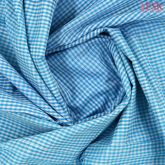 Blue & White Mangalagiri Cotton Saree