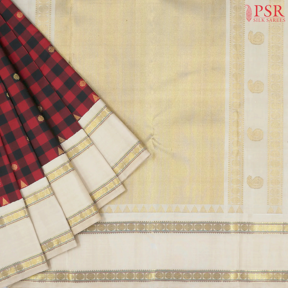 Maroon & Black Kanchipuram Silk Saree