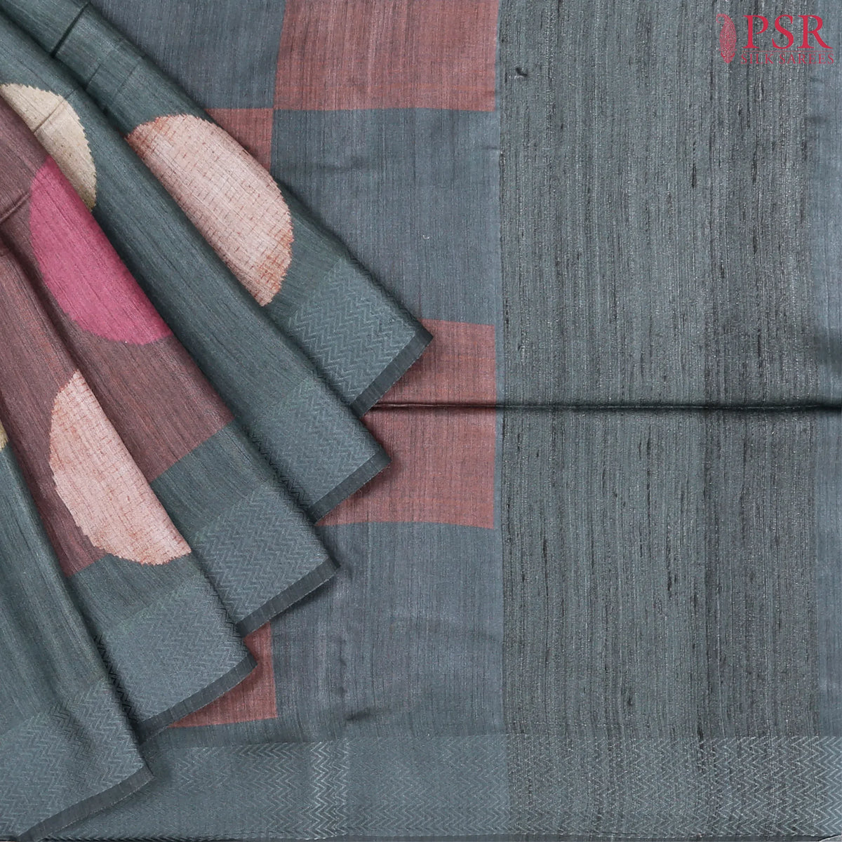 Zinc Grey Munga Silk Saree