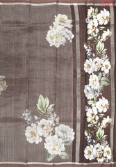 Mocha Brown Printed Tissue Saree