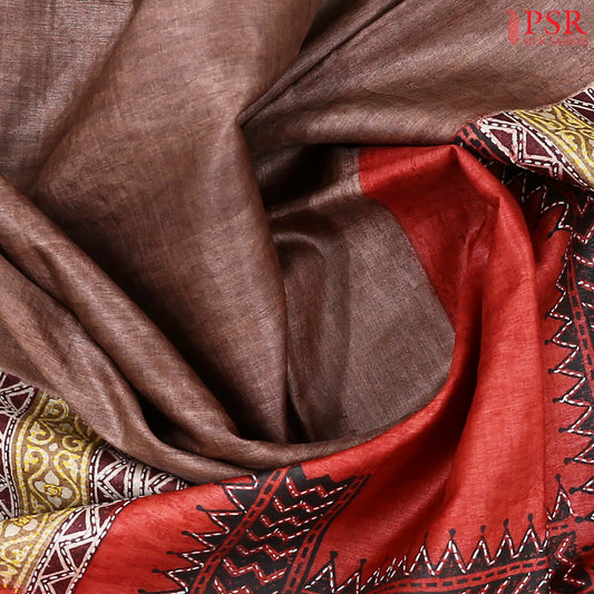 Chestnut Brown Kadhi Tussar Silk Saree