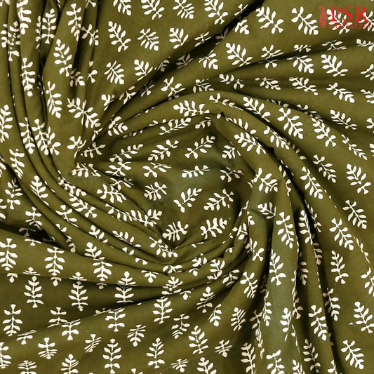 Olive Green Cotton Print Running Material
