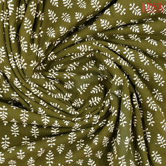 Olive Green Cotton Print Running Material