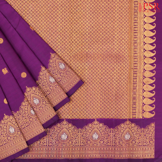 Dark Purple Kanchipuram Silk Saree