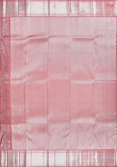 Flamingo Peach Kanchipuram Jacquard Silk Saree