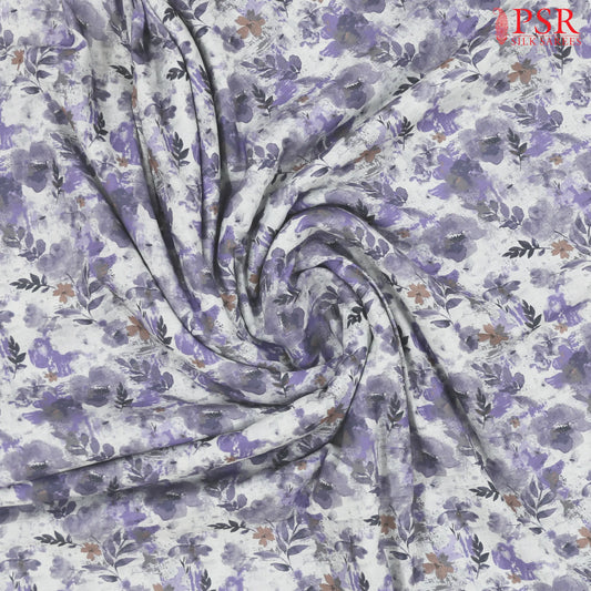 Pastel Blue Linen Print Running Material