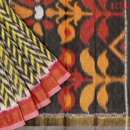 Beige Semi Patola Silk Cotton Saree
