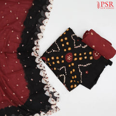 Black Bandhini Dress Material