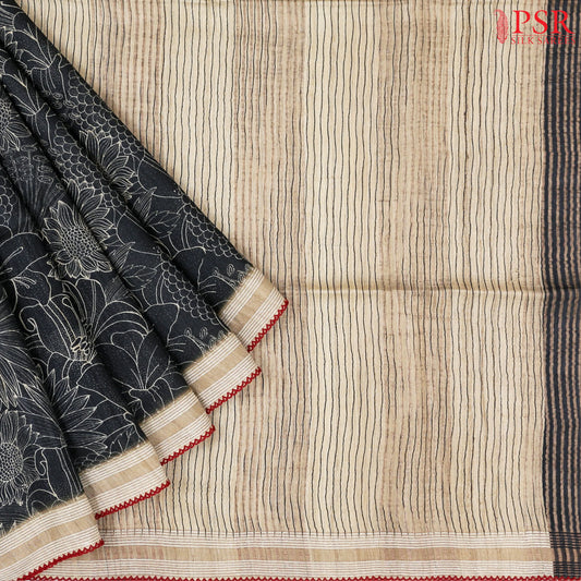 Black Kadhi Tussar Silk Saree