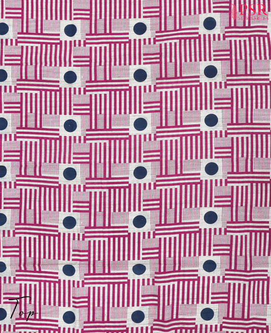 Beige & Pink Cotton Dress Material