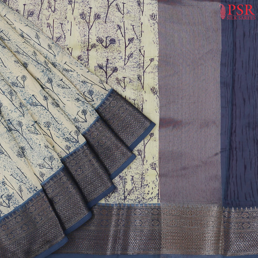 Beige Chanderi Silk Cotton Saree
