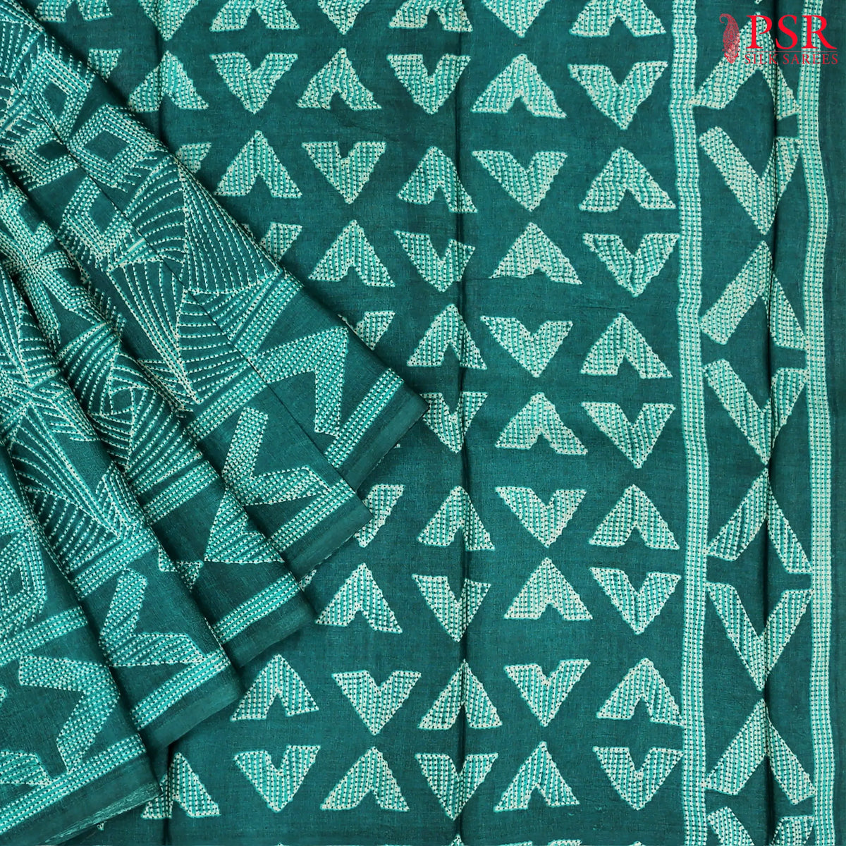 Deep Jungle Green Tussar Silk Saree