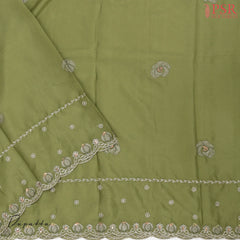 Asparagus Green Semi Georgette Dress Material