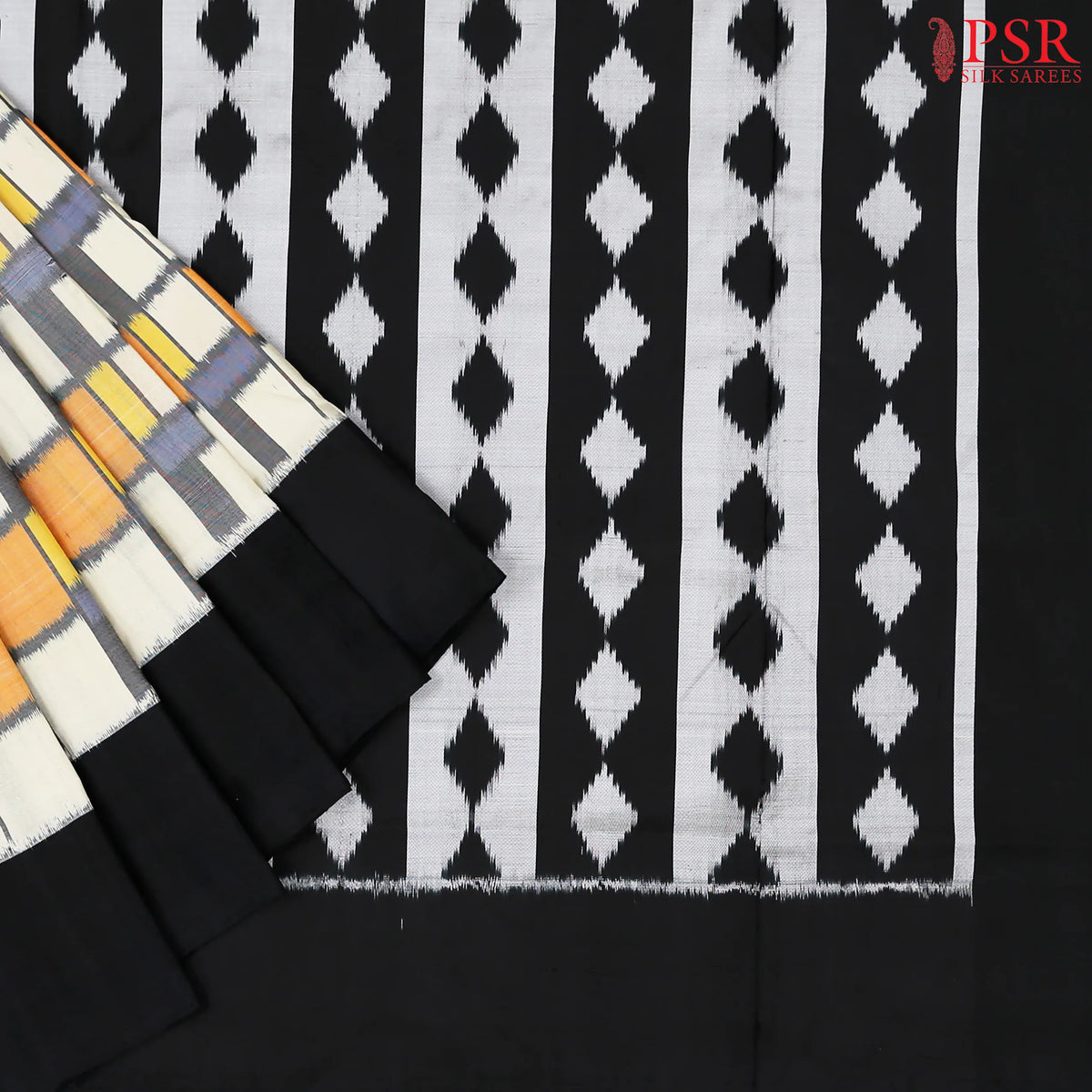 Cream Beige Pochampally Silk Saree
