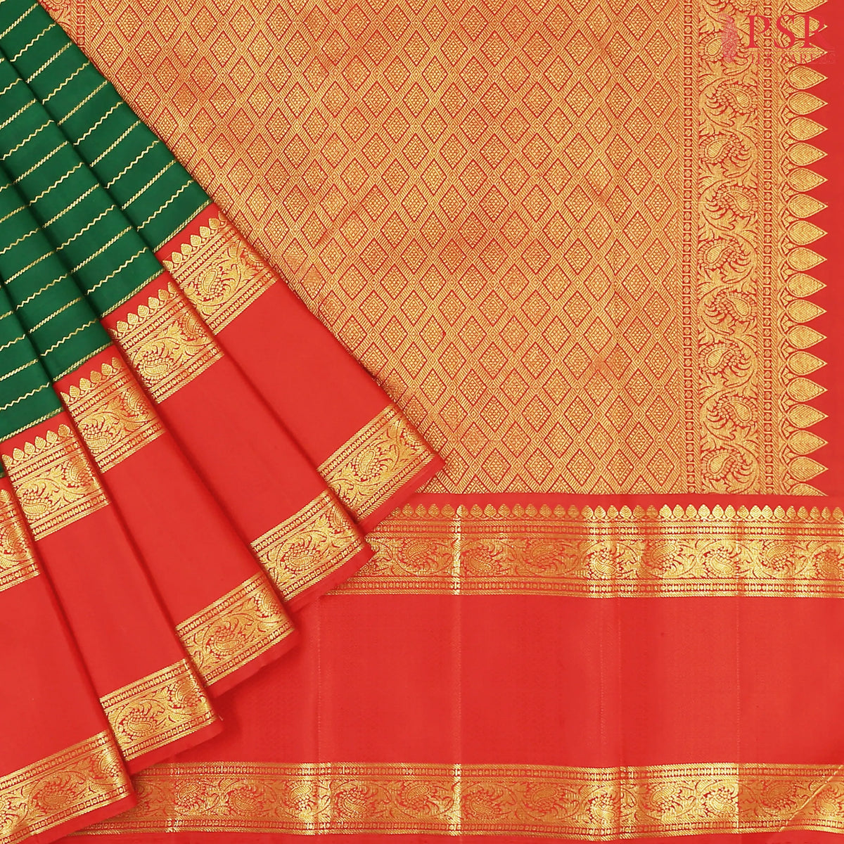 Emerald Green Kanchipuram Silk Saree