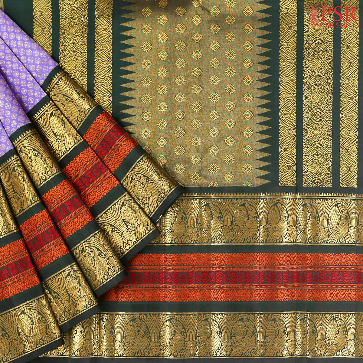 Tropical Indigo Kanchipuram Silk Saree