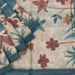 Tussar Beige Semi Dupion Saree