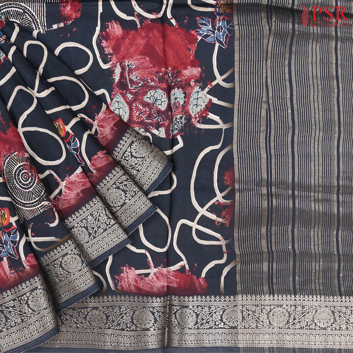 Black Modal Silk Saree