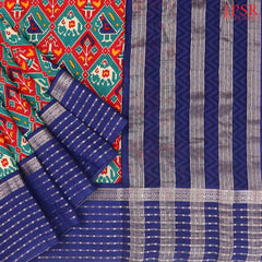 Red & Egyptian Green Assam Saree