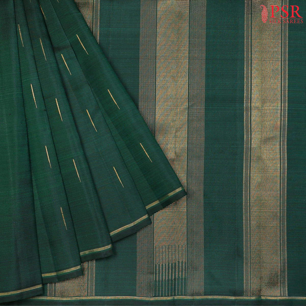 Dark Green Kanchipuram Silk Saree