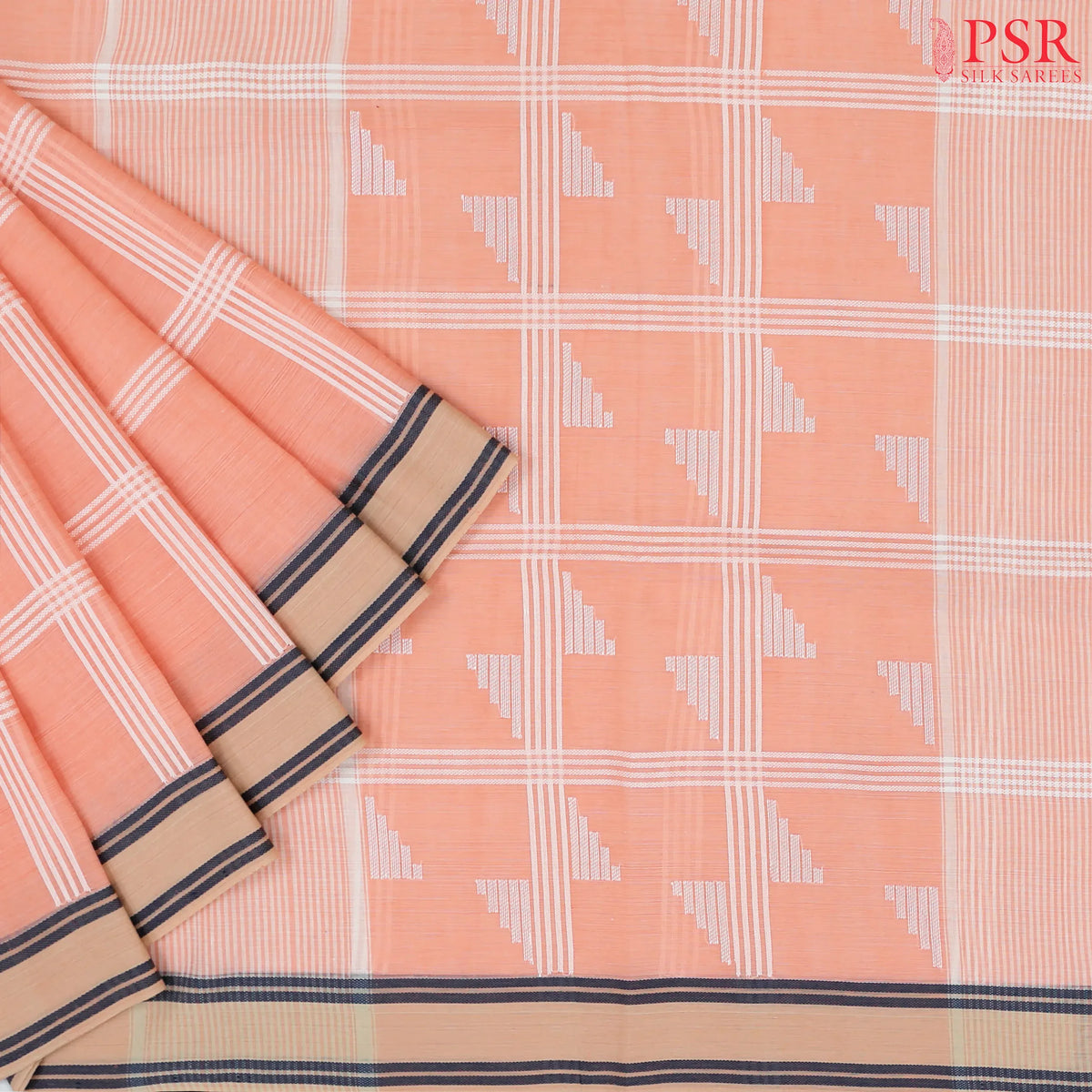 Peach Byloom Cotton Saree