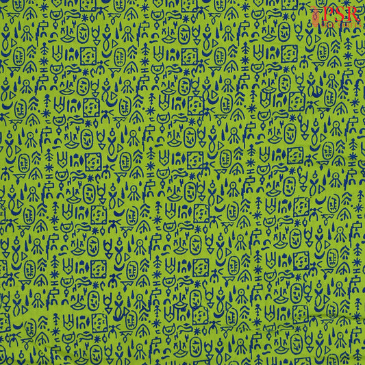 Pear Green Cotton Print Running Material