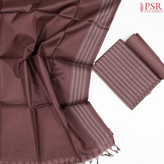 Brown Semi Tassar Dress Material