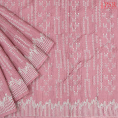 Orchid Pink Semi Tussar Embroidery Saree