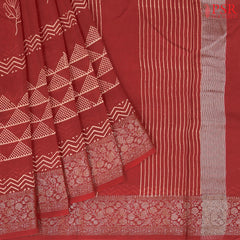 Carmine Red Chanderi Silk Cotton Saree