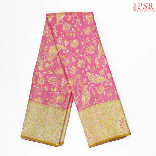 Persian Pink Kanchipuram Jacquard Tissue Silk Saree
