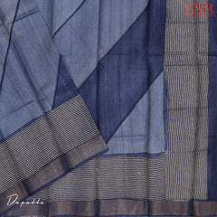 Dark Blue Kadhi Tussar Silk Dress Material