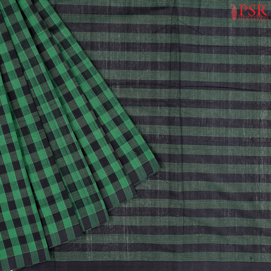 Green & Black Mangalagiri Cotton Saree