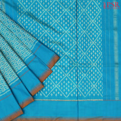 Cerulean Blue Pochampally Silk Ikat Saree