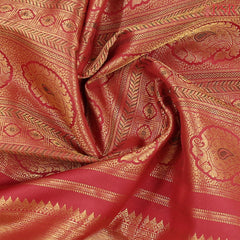 Carmine Red Kanchipuram Tissue Silk Saree
