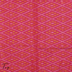 Pink & Saffron Pochampally Silk Cotton Dress Material