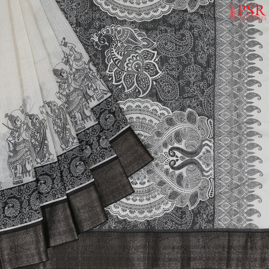 Off White Semi Dupion Saree