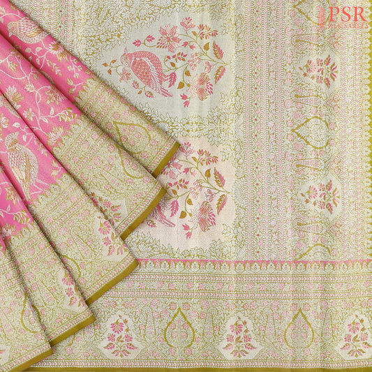 Persian Pink Kanchipuram Jacquard Tissue Silk Saree