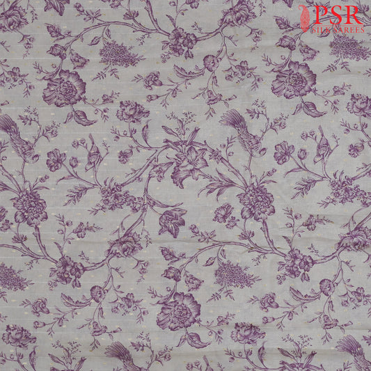 Silver Beige Semi Tassar Print Running Material