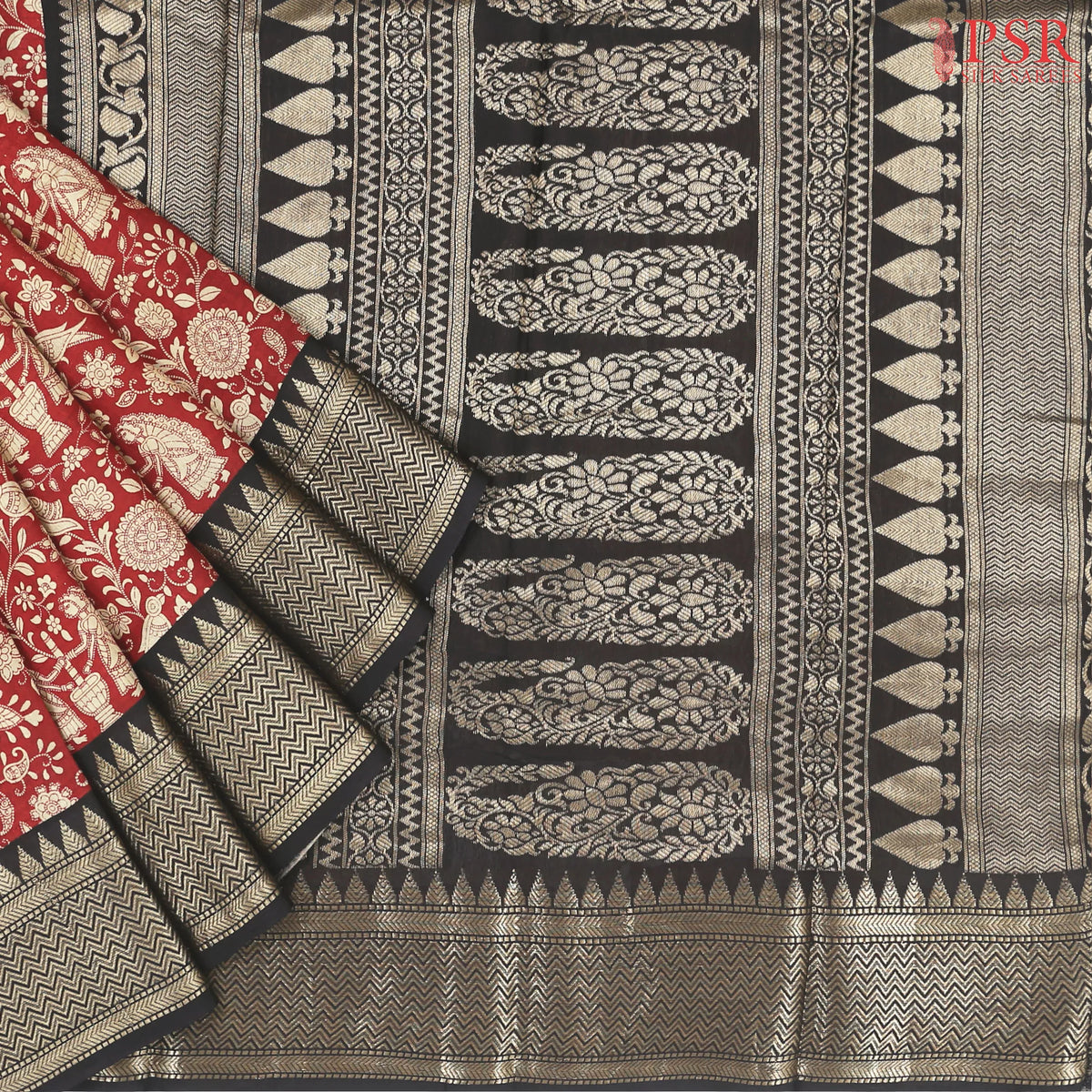 Dark Red Assam Saree