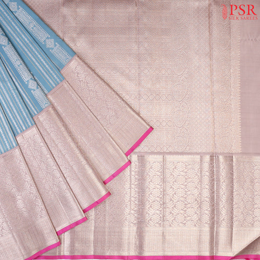 Delph Blue Bridal Kanjivaram Silk Saree