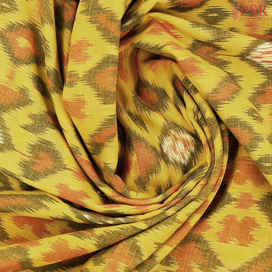 Mustard Yellow Ikkat Cotton Saree